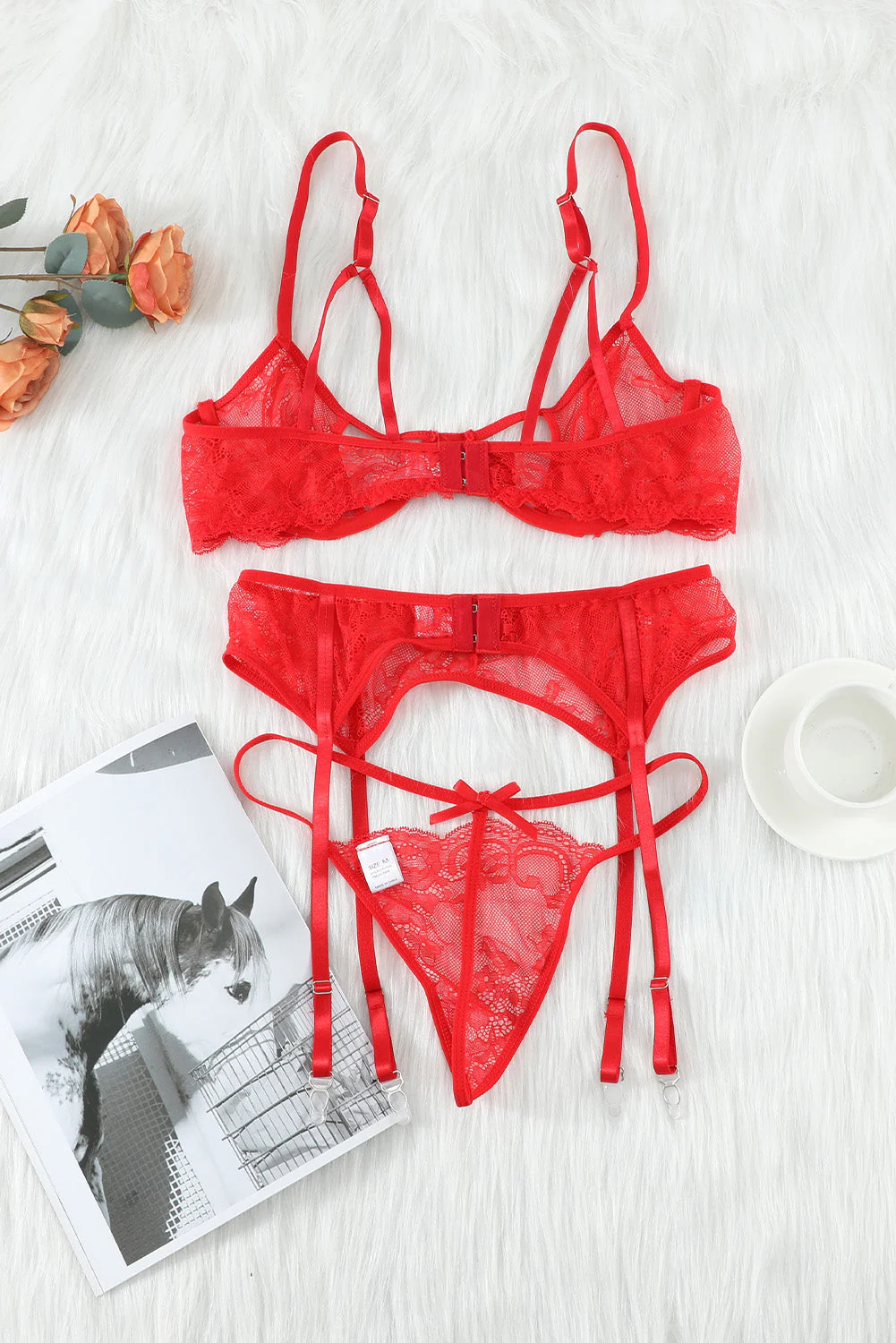 3Pcs Lace Bralette And Panty Set - Image 7