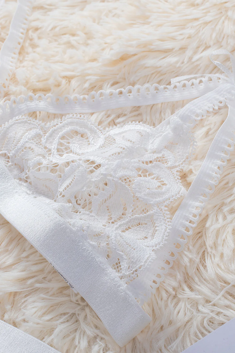 3Pcs Lace Patch Strappy Bra Thong Lingerie Set With Garter Belt - Image 18