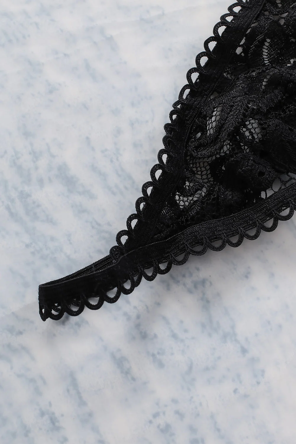 3Pcs Lace Patch Strappy Bra Thong Lingerie Set With Garter Belt - Image 40