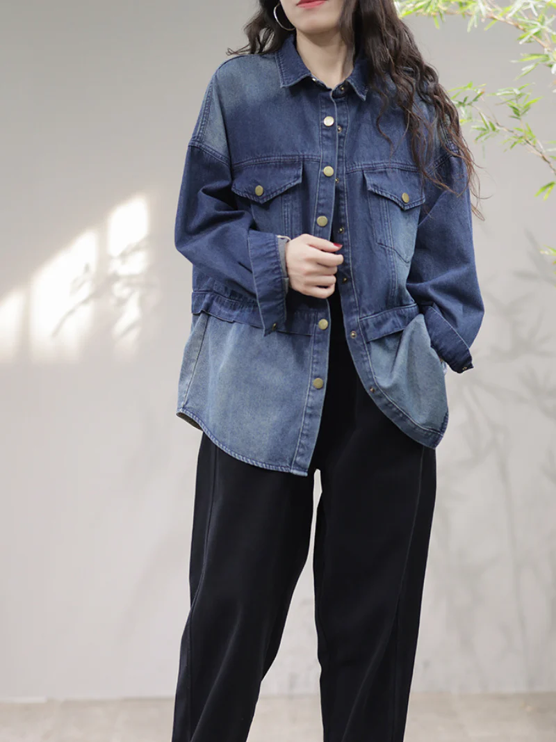 A beautiful Soul Denim Loose Long Sleeves Jacket - Image 4