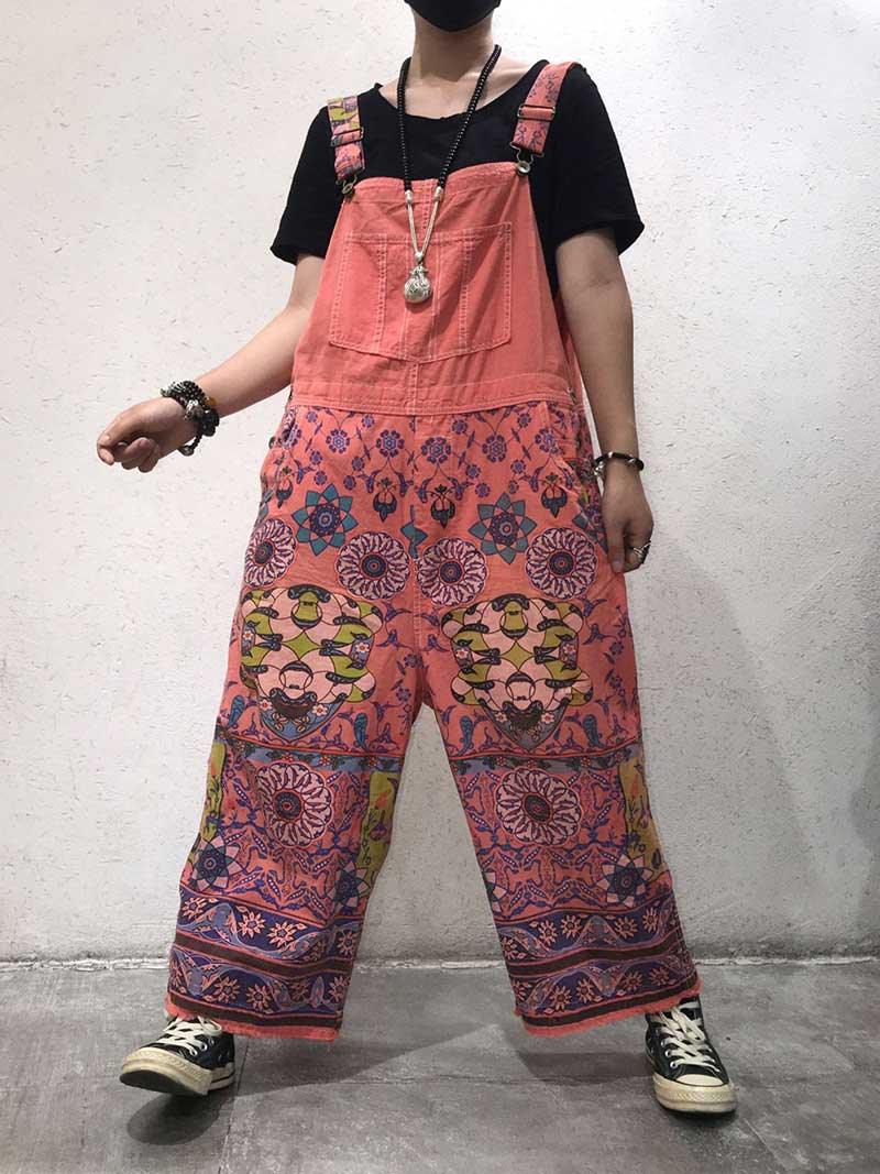A Hundred Days Ethnic Print Cotton Overall Dungarees - Image 4