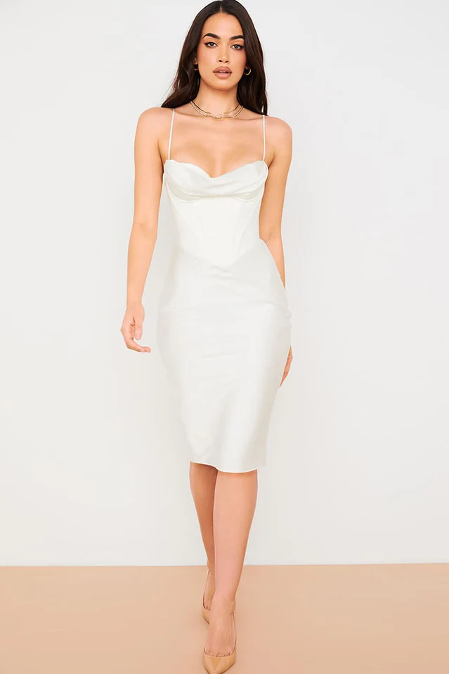 Absolute Elegance Satin Corset Midi Dress - Image 19