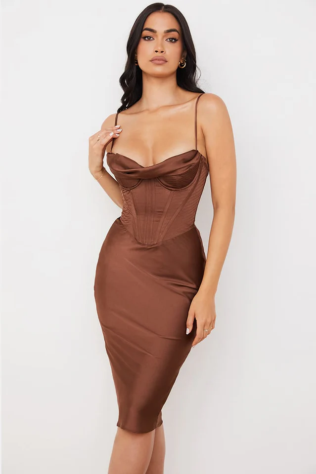 Absolute Elegance Satin Corset Midi Dress - Image 24