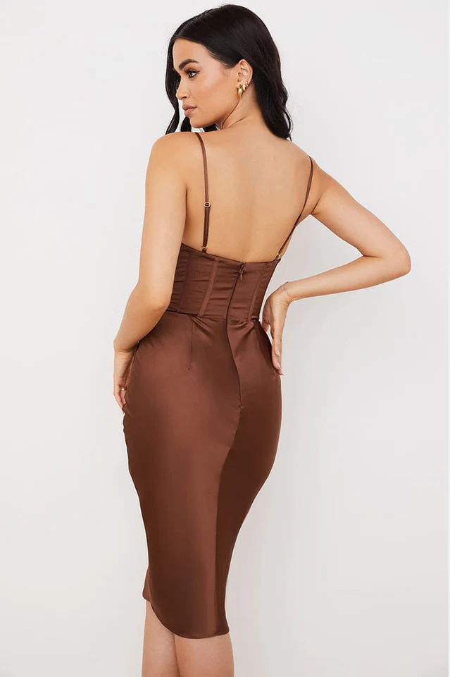 Absolute Elegance Satin Corset Midi Dress - Image 27