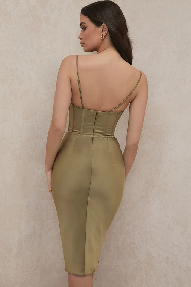 Absolute Elegance Satin Corset Midi Dress - Image 7