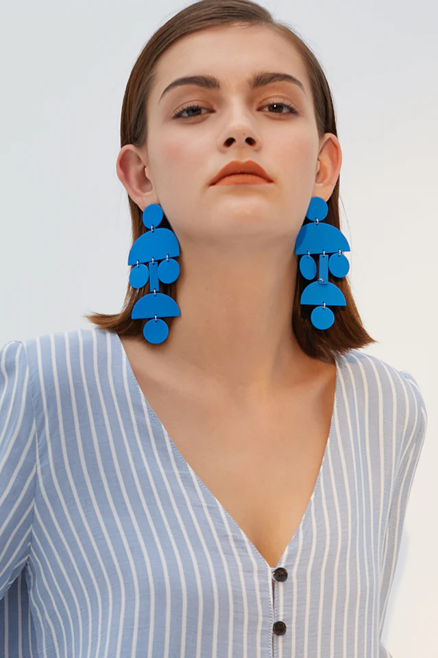 Acrylic Geometric Long Earrings - Image 2