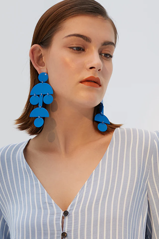 Acrylic Geometric Long Earrings - Image 3