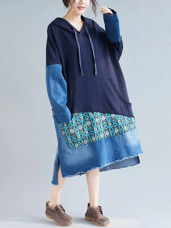 Adriana Vintage Patchwork Hooded Shift Dress - Image 4
