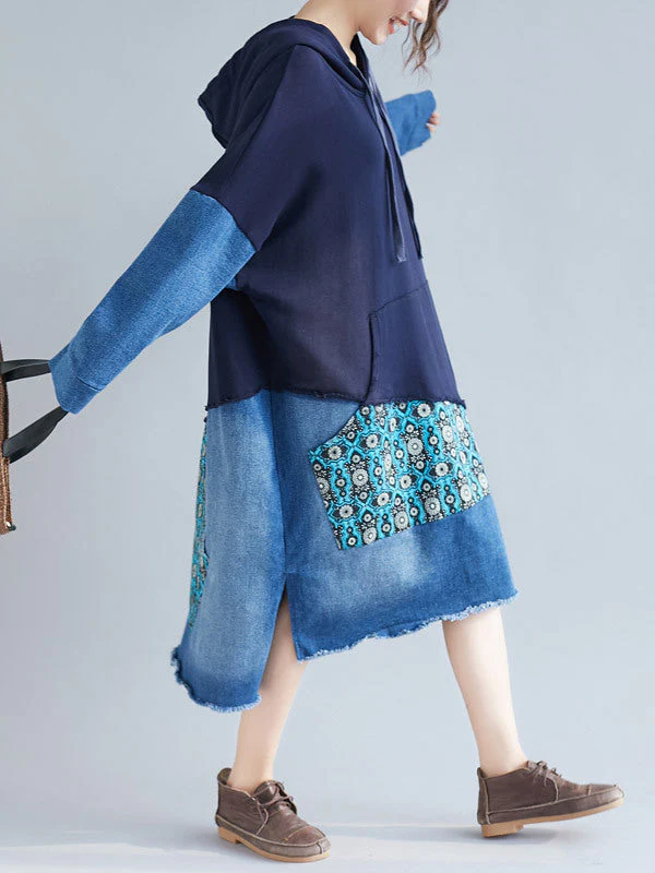 Adriana Vintage Patchwork Hooded Shift Dress - Image 5