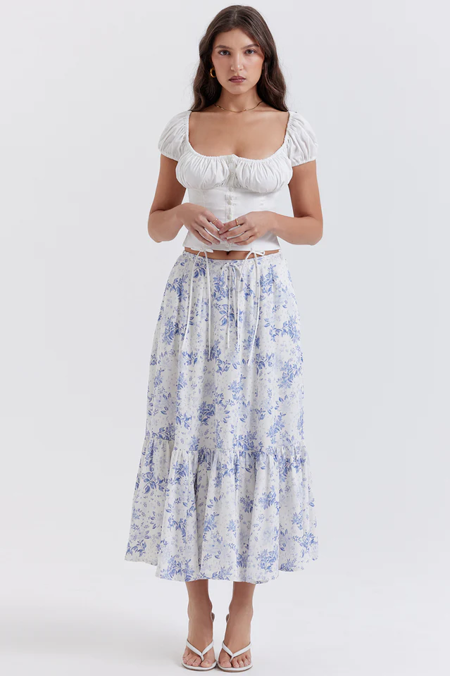 Aitana Blue Print Top + Skirt Set - Image 3