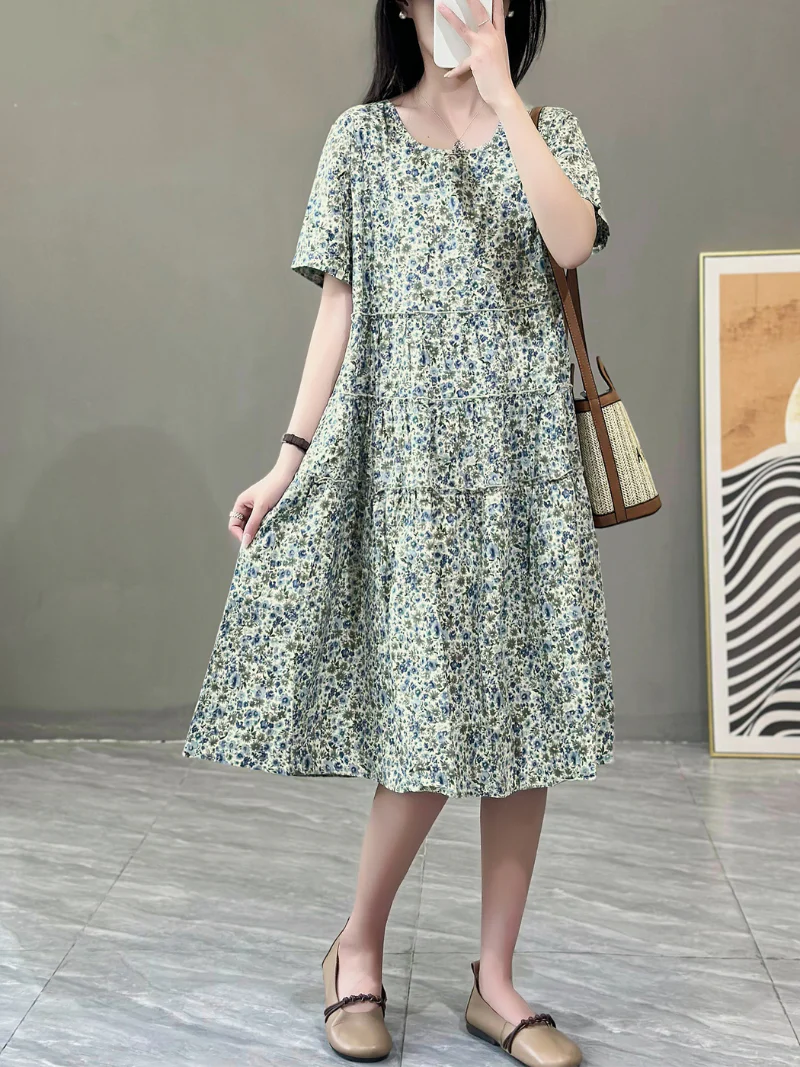All You Need Cotton Round Neck A-line Dress - Image 4