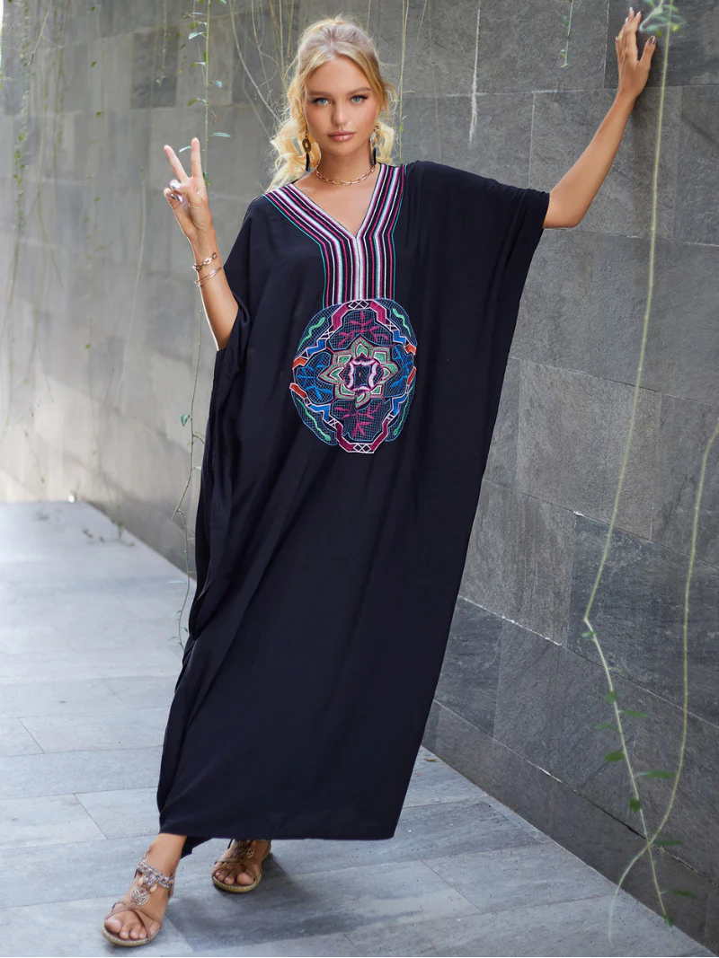 All You Need Rayon Black Kaftan Dress - Image 2