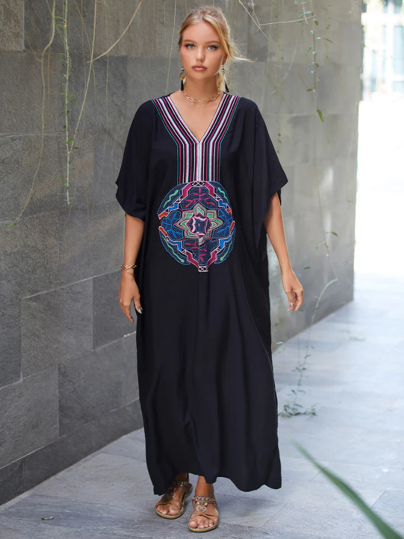 All You Need Rayon Black Kaftan Dress - Image 3
