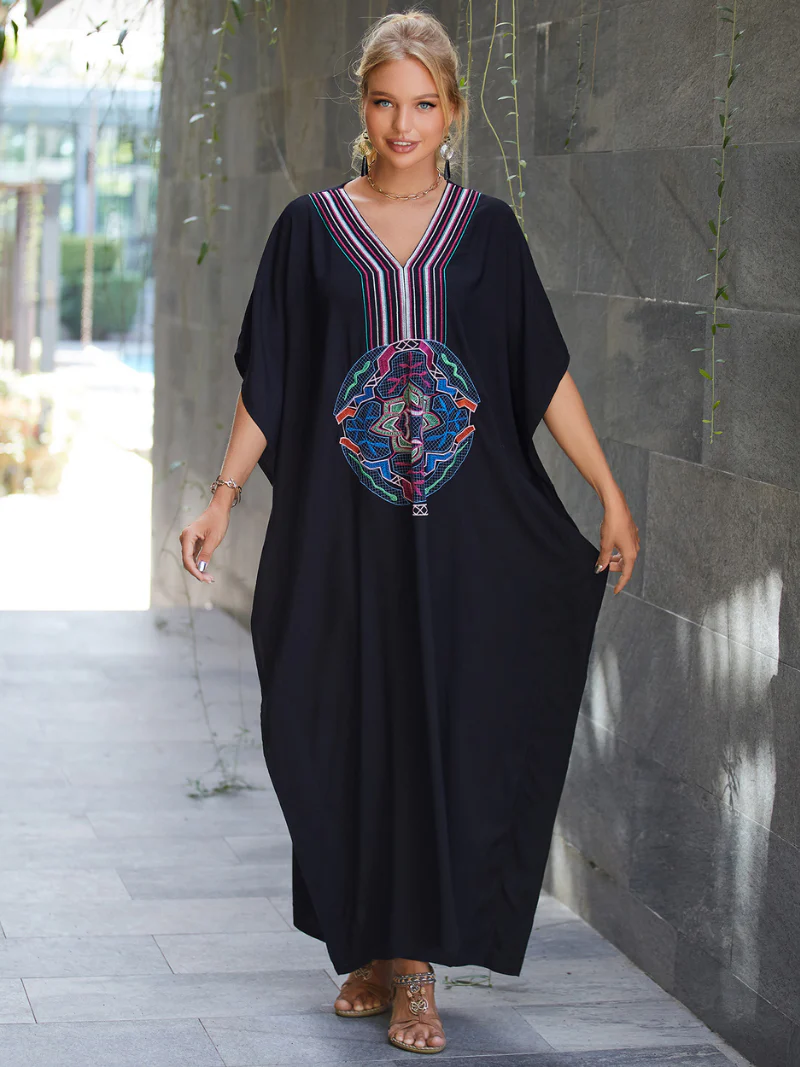 All You Need Rayon Black Kaftan Dress - Image 4