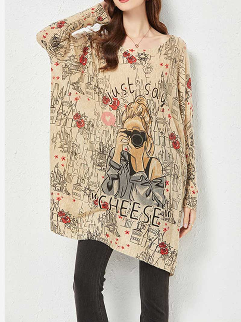 All Your Life Knitted Girl Print Sweater Top - Image 3