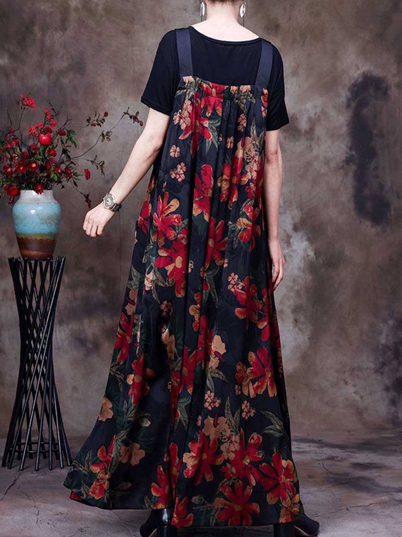 Always Glowing Printed Pleated Pocket Maxi Salopette Dress - Image 3