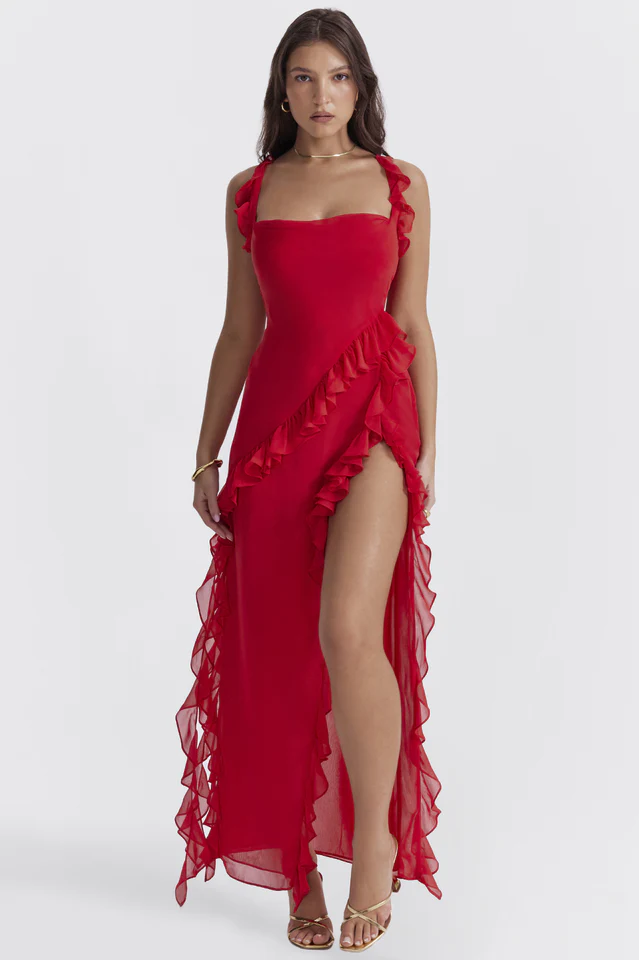 Ariel Cherry Pleated Maxi Dress - Image 3