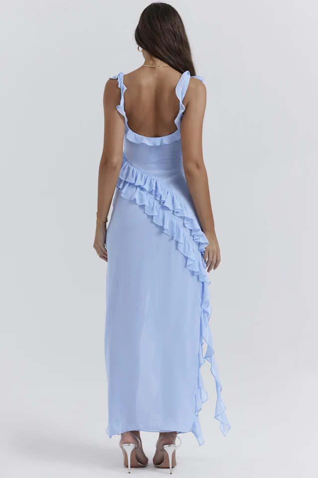 Ariela Soft Blue Ruffle Maxi Dress - Image 5