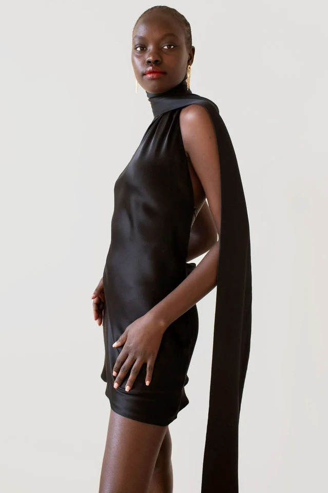 Astrella Neck Wrap Midi A-Line Dress - Image 5