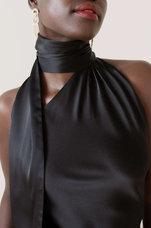 Astrella Neck Wrap Midi A-Line Dress - Image 6