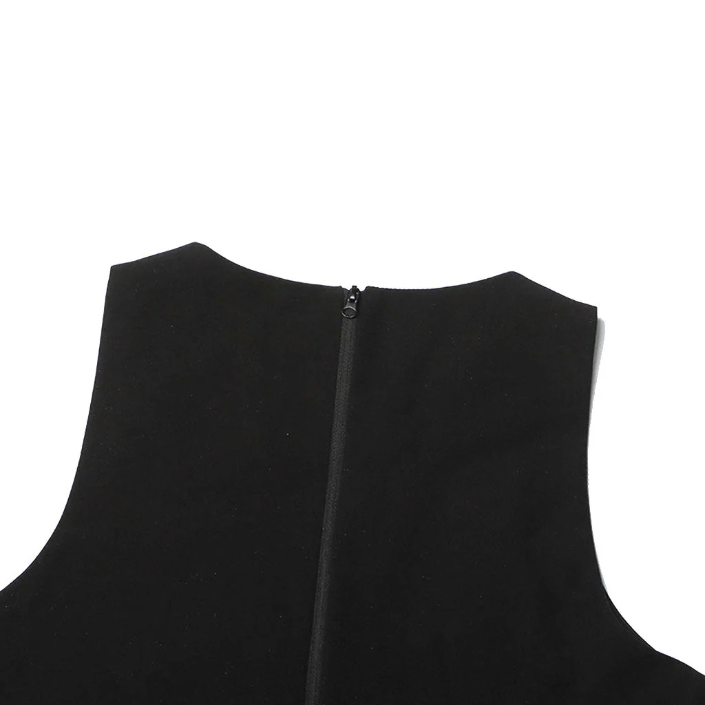 Asymmetric Cut Out Crystal Trim Sleeveless Round Neck Crop Tank Top - Image 6