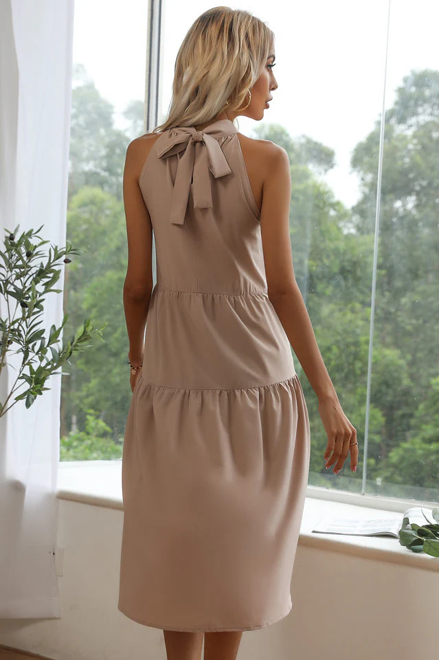 Asymmetrical High Neck Mini Dress - Image 2