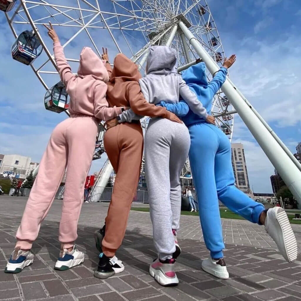 Athletic Style Kitty Hooded Zip Up Long Sleeve Jumpsuit - Blue - Image 4
