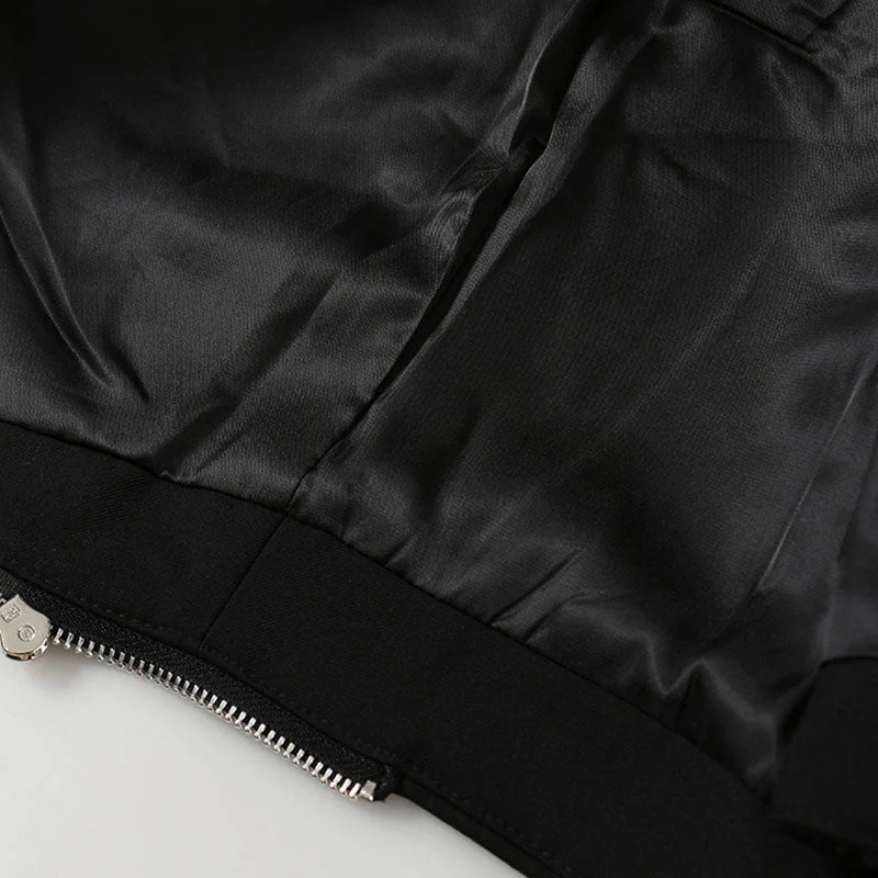 Avant Garde Contrast Lapel CutOut Zipper Waist Single Button Long Blazer - Image 4