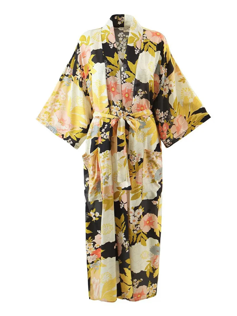long kimono jacket, vintage kimono, bohemian jacket, christmas gift, gift for her