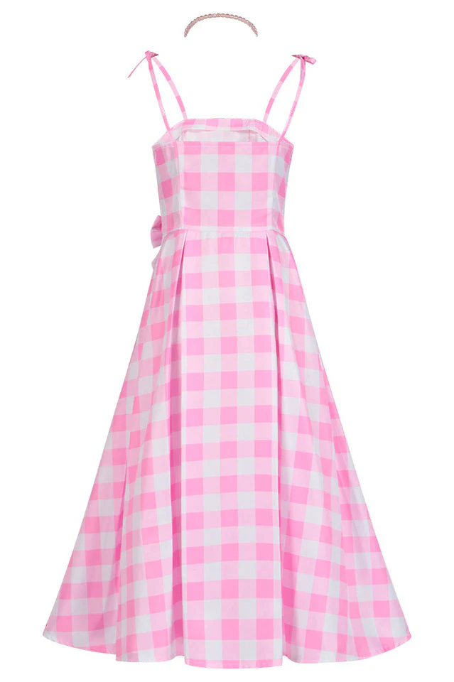 Barbie Movie Margot Pink Plaid Check Dress - Image 4