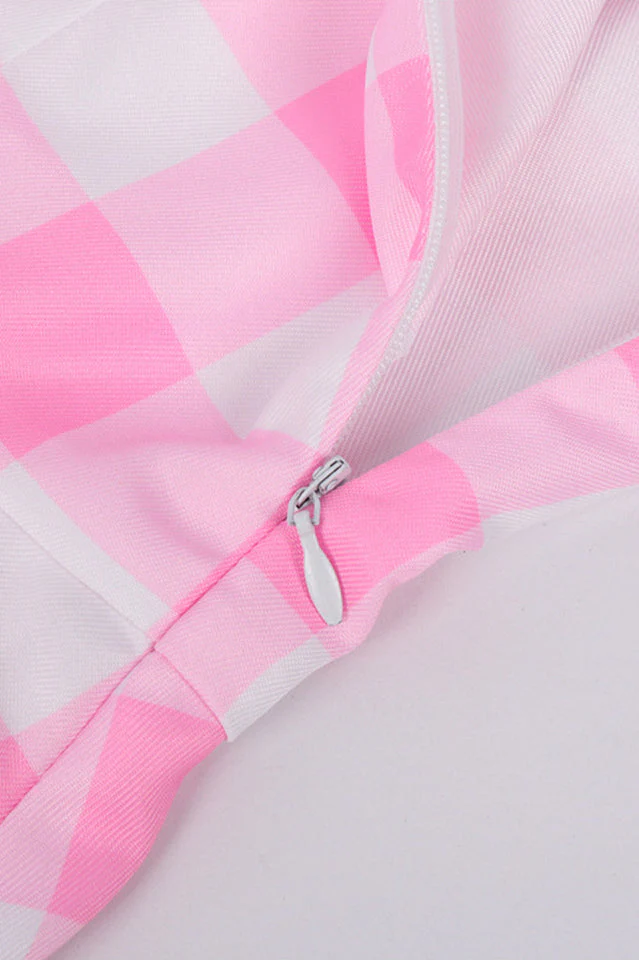 Barbie Movie Margot Pink Plaid Check Dress - Image 6