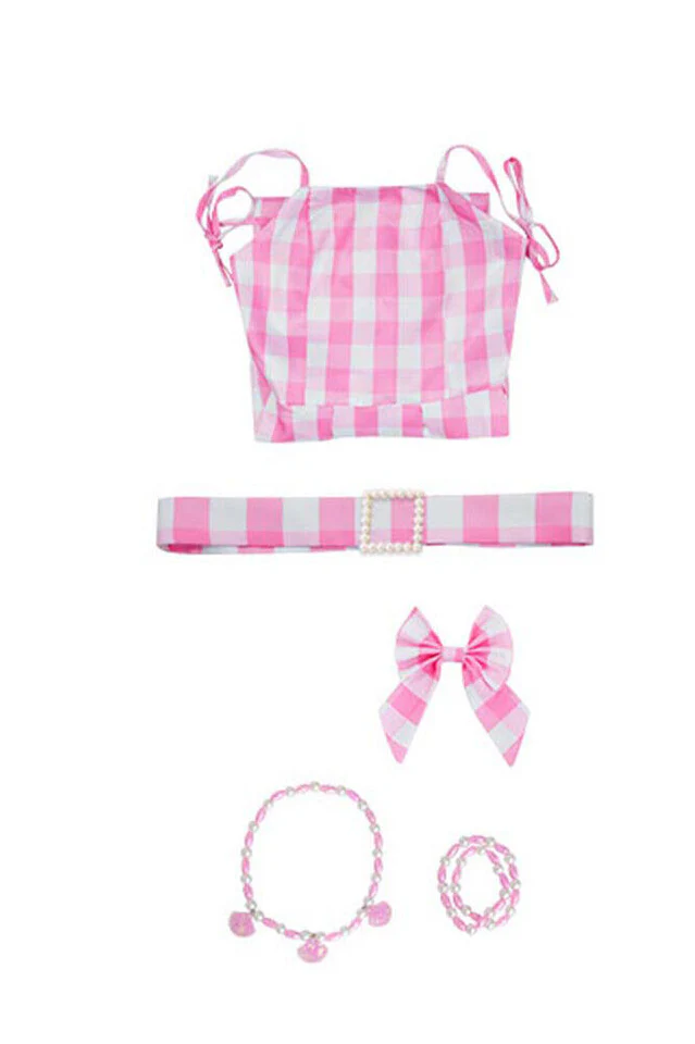 Barbie Movie Margot Pink Plaid Check Dress - Image 4