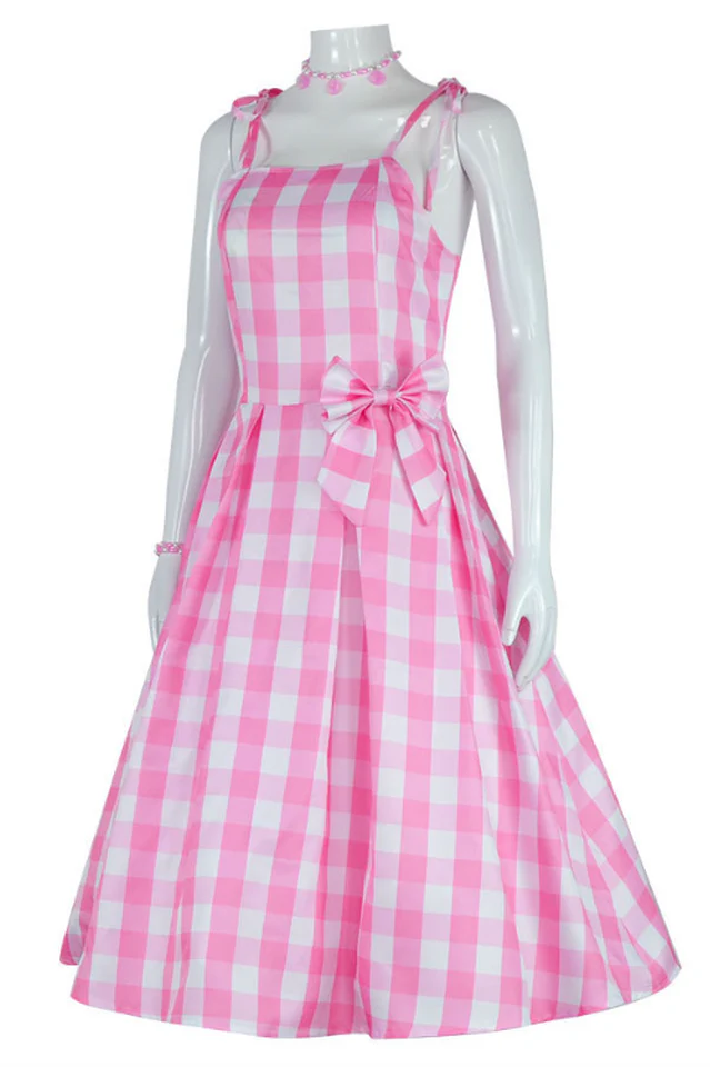 Barbie Movie Margot Pink Plaid Check Dress - Image 6
