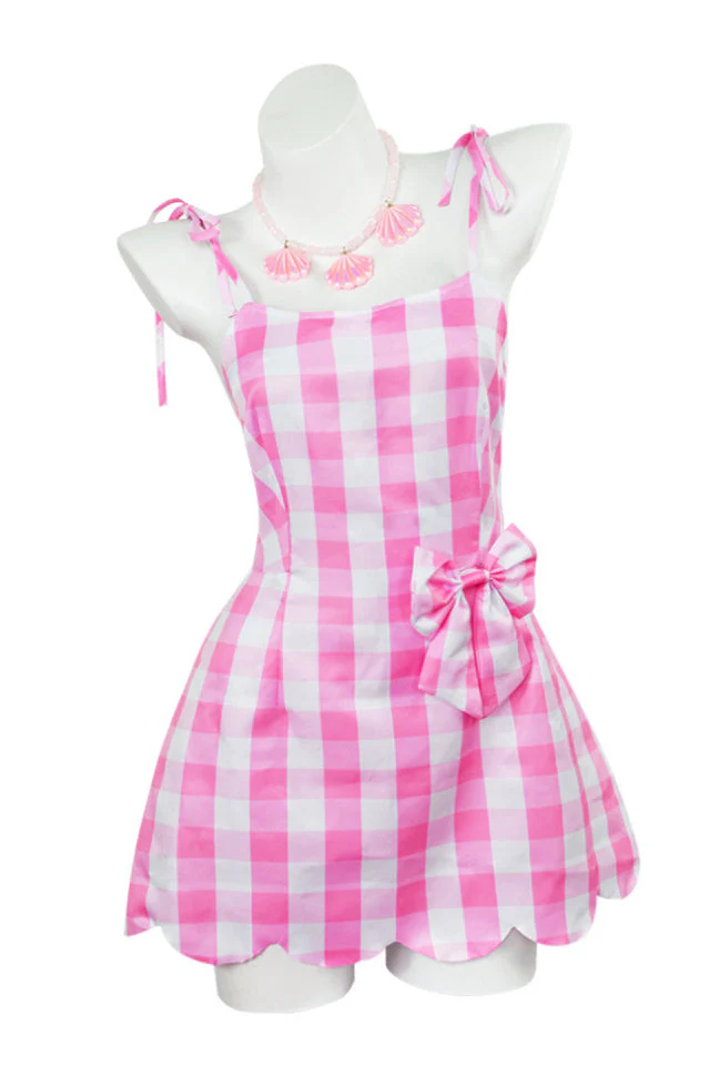 Barbie Movie Margot Pink Plaid Check Dress - Image 8