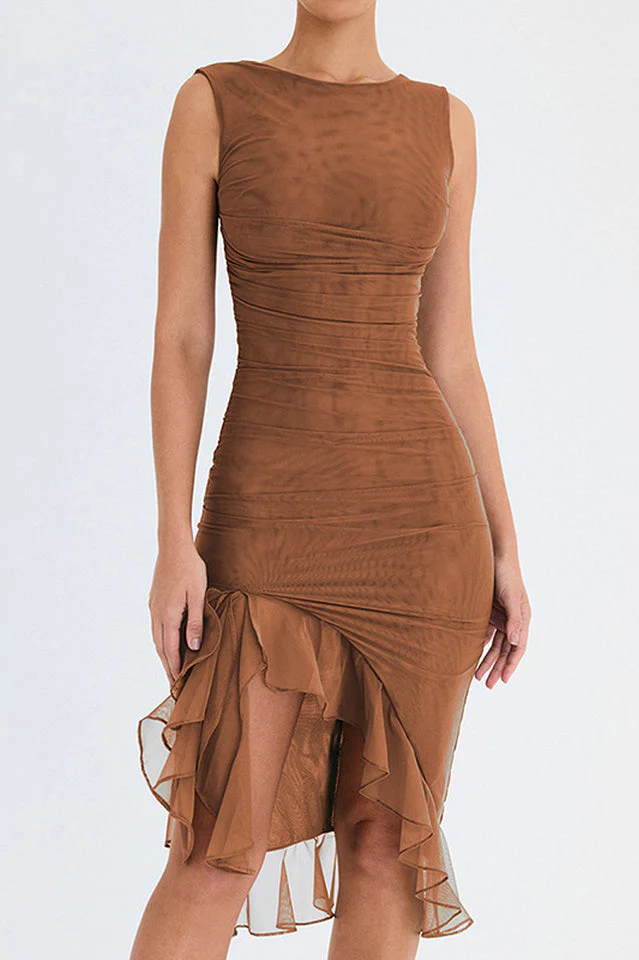 Bay Leaf Ruffle Midi Dress - Image 13