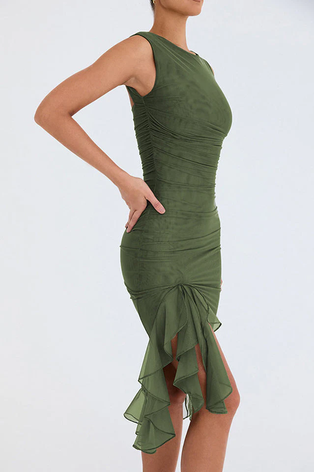 Bay Leaf Ruffle Midi Dress - Image 22