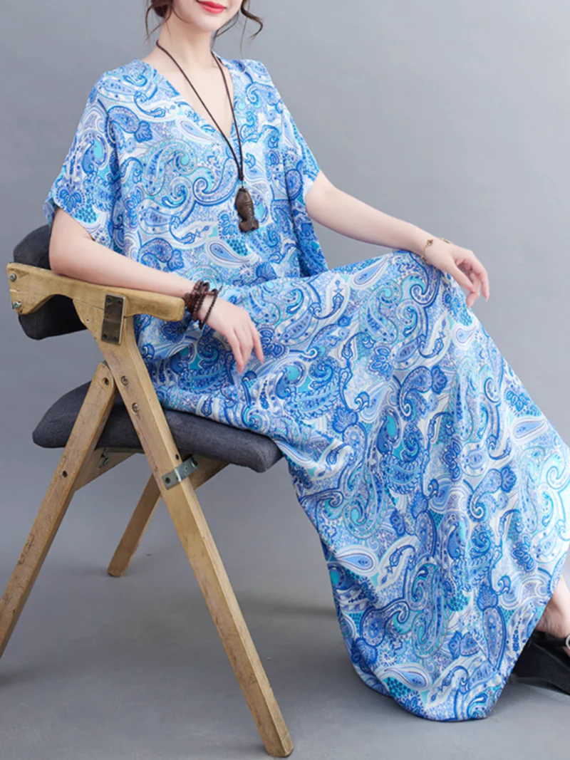 Beach Goddess Casual Printed Kaftan Dress - Image 2