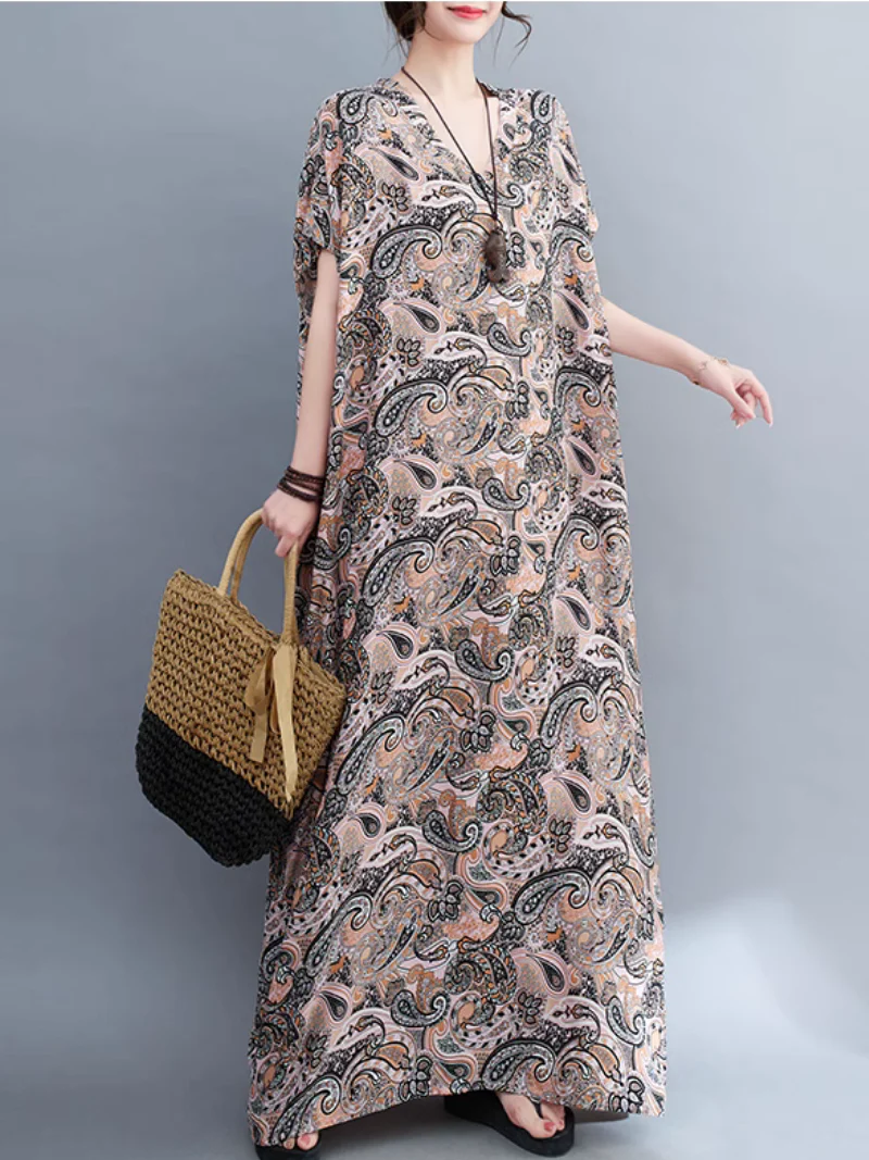 Beach Goddess Casual Printed Kaftan Dress - Image 4