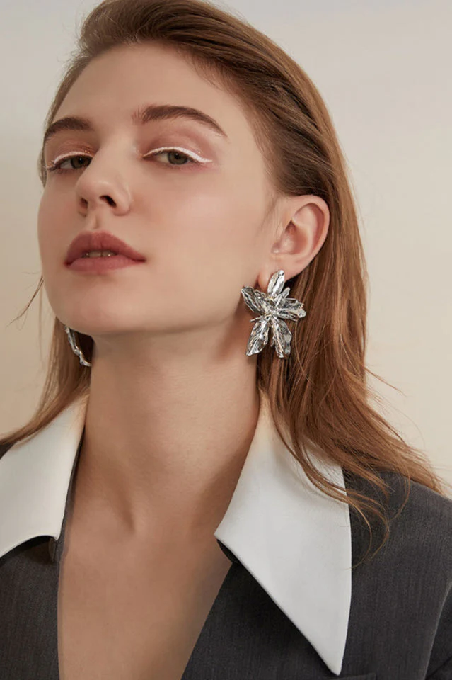 Big Flower Drop Dangle Earrings - Image 2