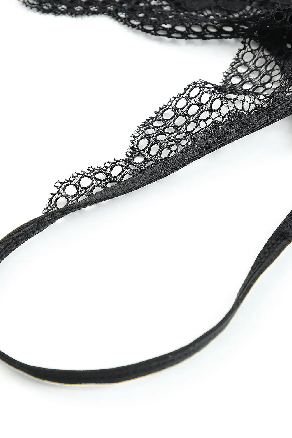 Black 2Pcs Lace Open Cut Chain Decor Lingerie Set - Image 11