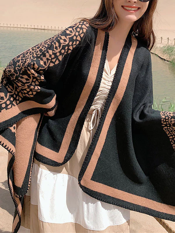 Black Ethnic Print Cloak Cardigan - Image 7