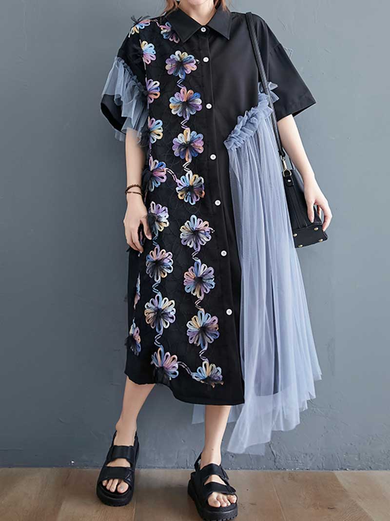 Black Floral Enchanted A-Line Dress - Image 4