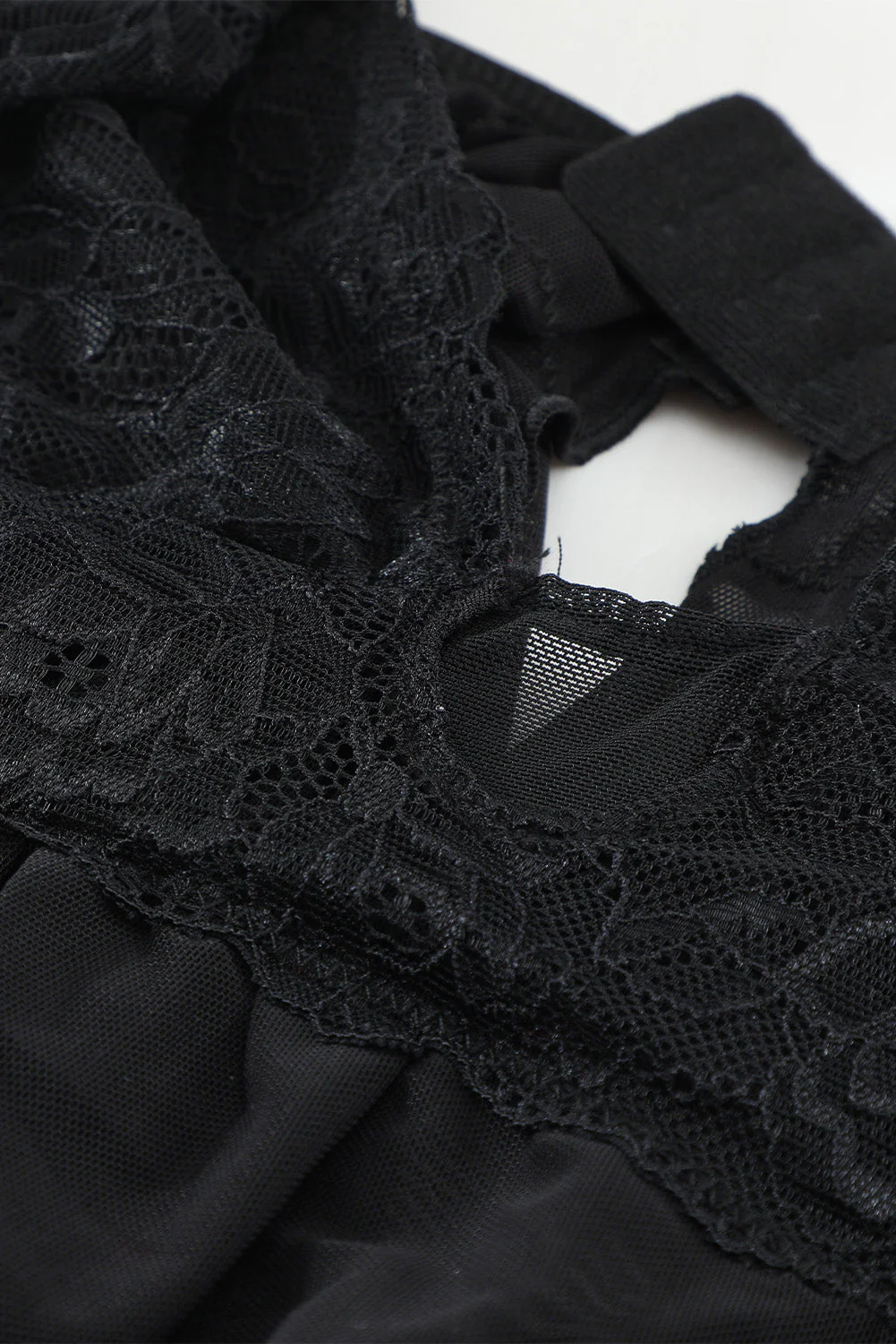 Black Lace Cups Tulle Babydoll Set - Image 16