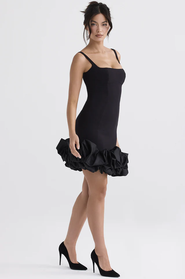 Black Ruffle Hem Dress - Image 8