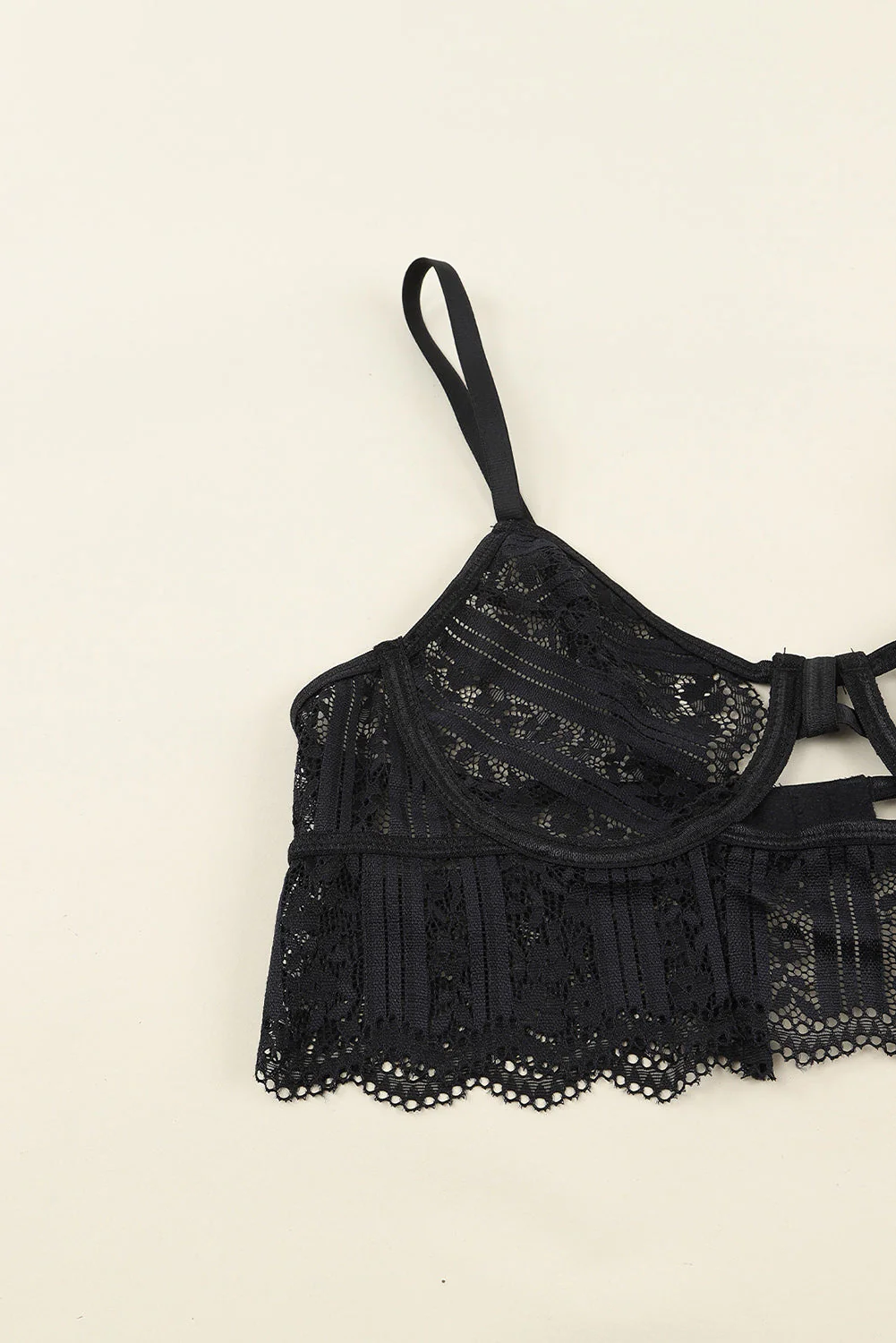 Black Spaghetti Strap Lace Bralette Set - Image 11