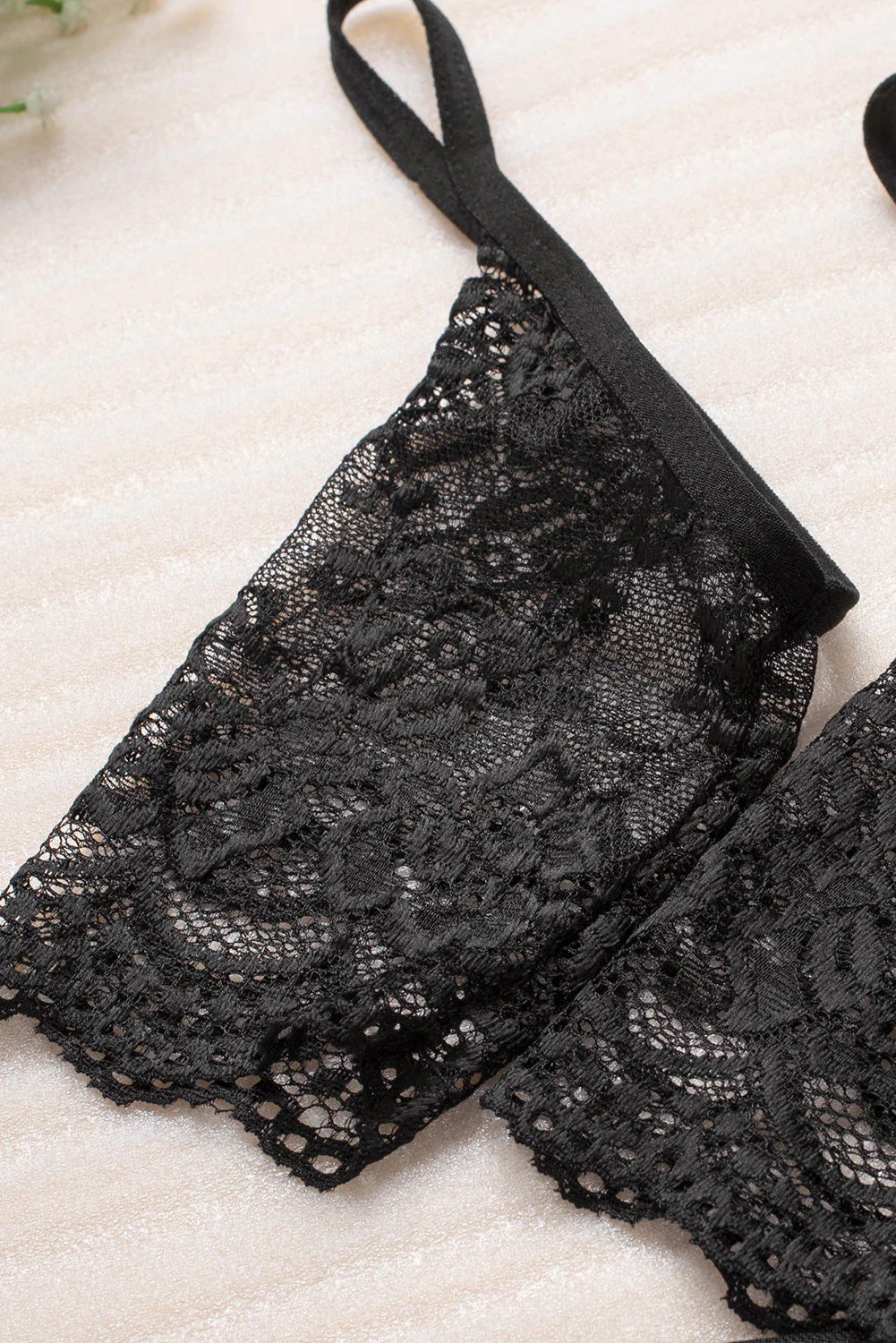 Black Spaghetti Strap Mesh Lace Babydoll Set - Image 19