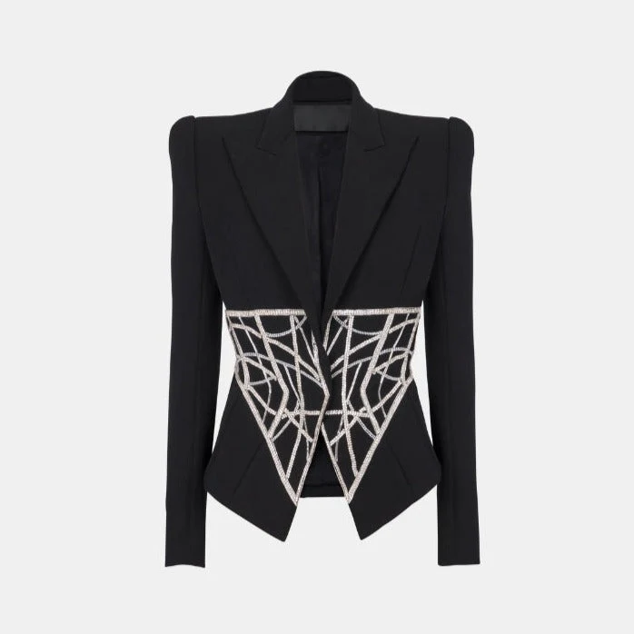 MARYL Black BLaceR with Crystal Waist
