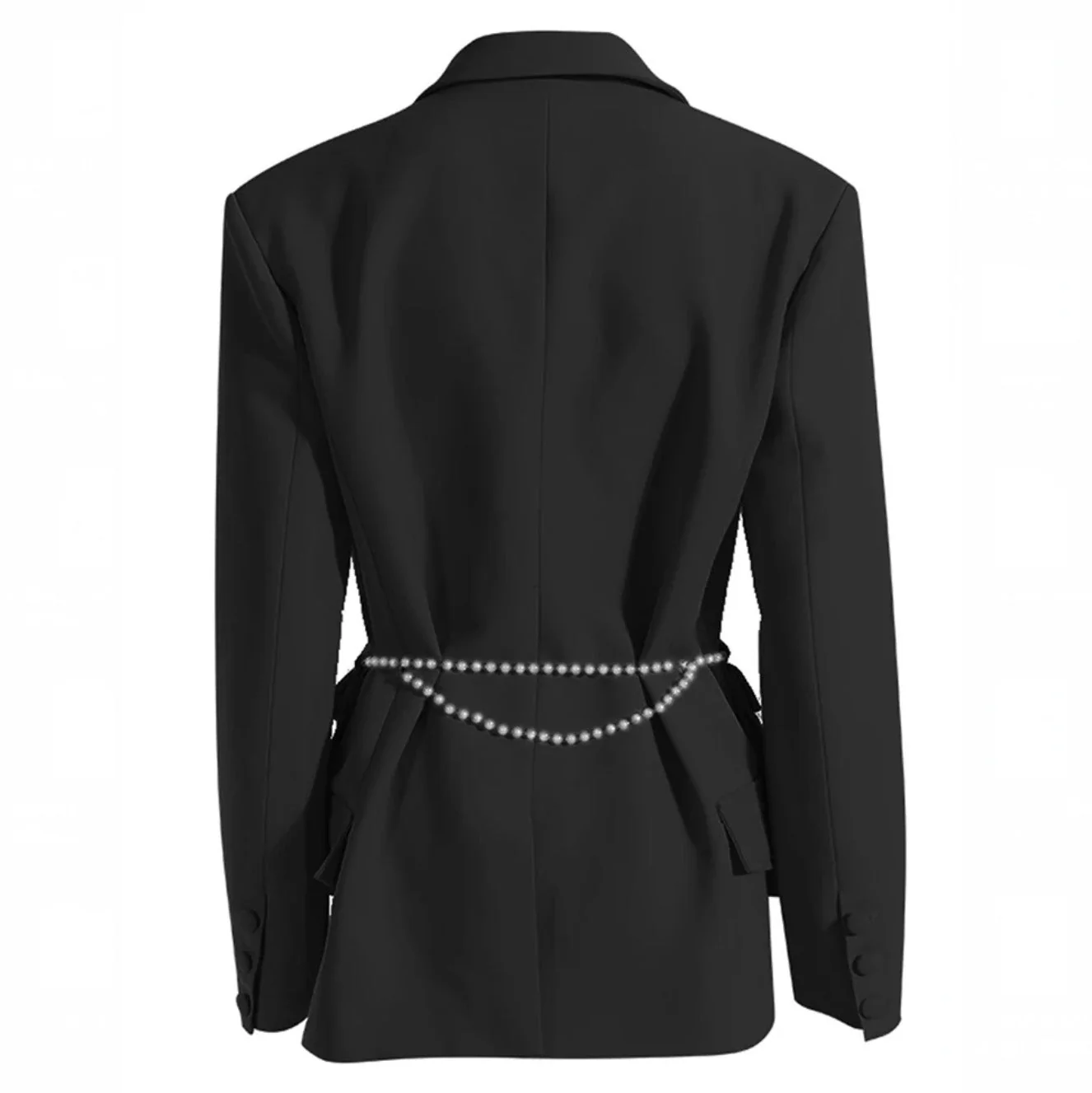 Black Blazer with RHINESTONE CHAIN - Image 2