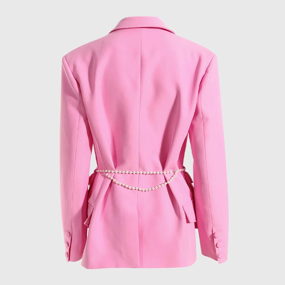 PINK Blazer with RHINESTONES CHAIN - Image 3