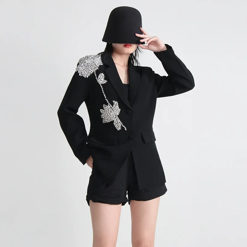 Black Blazer with RHINESTONE FLowER - Image 5